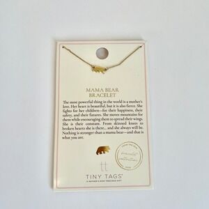 Tiny Tags Mama Bear Bracelet 14k Gold Plated Brass Adjustable 6.5-8 Inch NEW